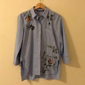 Zara Pinstripe Embroidered Tunic